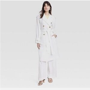 NWT Target A New Day White Linen Trench Coat